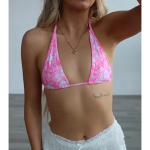 Kulani Kinis Bind Tie Halter Bikini Top in Island Blush Size Medium thumbnail 2