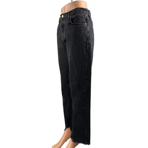 Free People We The Free High Rise Raw Hem Frayed Straight Leg Denim Jeans Sz 28 thumbnail 2