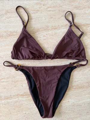 Rhythm. Brown Bikini Top & Bottom With Tortoise Accents thumbnail 1