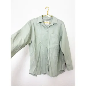 Abercrombie & Fitch Vegan Leather Oversized Shirt-Jacket Size Large Mint Shacket thumbnail 10