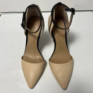 L.A.M.B. Gwen Stefani Leather Studded Stiletto Heels Pointed Nude Black Size 5.5 thumbnail 3