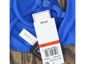 NWT Salt + Cove Rib Scrunch Scoop-Neck Bralette Bikini Top Cosmic Cobalt Blue XS thumbnail 7