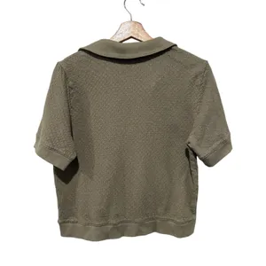 Madewell Collared Pointelle Short Sleeve Sweater Knit Top Womens Sz L Green thumbnail 2