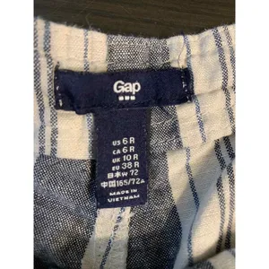 Gap Linen Pant Womens 6R Wide Leg Blue White Stripe Boho Coastal Prep‎ READ thumbnail 3