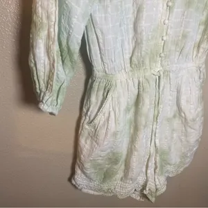 Aerie Light Green Textured Romper country cowgirl‎ feminine boho festival Medium thumbnail 4