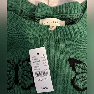 Green butterfly L.A. hearts sweater NWT thumbnail 2