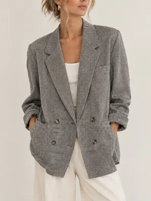 ZARA Houndstooth Blazer Size Medium Blogger Fav Women’s Double Breasted thumbnail 1