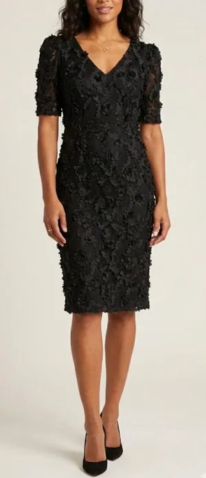 AQUA Formal Dress Size 2 Black Lace Knee Length Cocktail‎ Party Short Sleeve NWT thumbnail 1