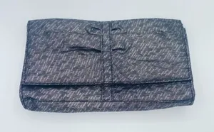Lancome Silver Metallic Woven Fold-Over Magnetic Snap Button Clutch Wallet Purse thumbnail 1