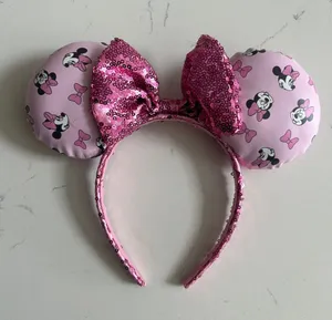 Disney Pink Minnie Mouse Sequin Bow Headband thumbnail 1