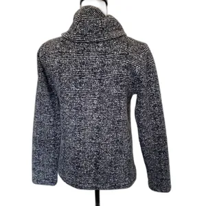 J. Crew Glen Plaid Funnel Neck Thick Fleece Pullover Black Gray Size Small‎ thumbnail 4