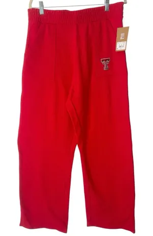 NWT Rivalry Threads Texas Tech Red Wide Leg Fleece Lined Sweatpants Womens Large thumbnail 1
