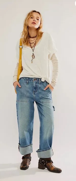 We‎ The Free Free People Major League Wide Leg Jeans Size 29 Boho slouchy baggy thumbnail 1