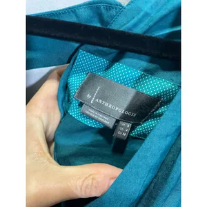 Anthropologie Maxi Dress Gwendolyn 4 Teal High Low Pleated V-Neck‎ Boho Wedding thumbnail 4