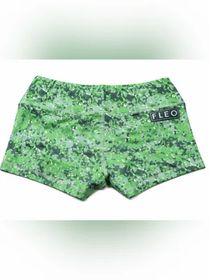 FLEO Green Camo Crossfit Workout Bike Shorts Small thumbnail 2