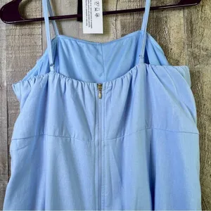 OOTD Rocks XL Light Blue Capri Wide Leg Sleeveless Jumpsuit Adjustable S… thumbnail 10