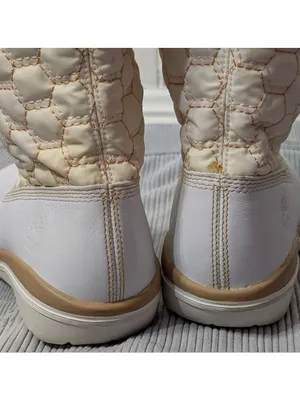 Timberland Kickadillaquilt Size 6 Boots White Leather 14In Vintage thumbnail 5