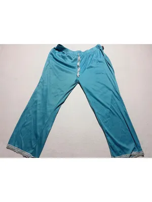 dELiA*s Women’s Pajama Pants Size Large Turquoise Blue Lace Trim Drawstring thumbnail 3