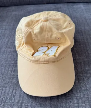 Vintage 90’s Y2K style Yellow Gordon 24 NASCAR racing hat OS adjustable thumbnail 1