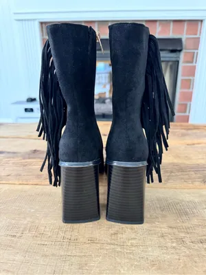 Fringe Pleather Suede Boots By NY&Co ~ Size 10 thumbnail 5