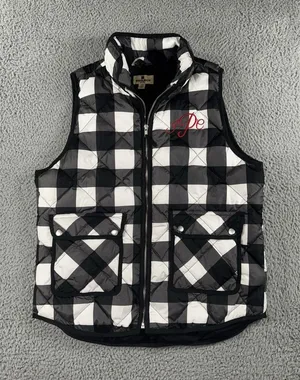 Woolrich Vest‎ Women Large Duck Down Plaid Quilted Puffer Full Zip Classic thumbnail 1