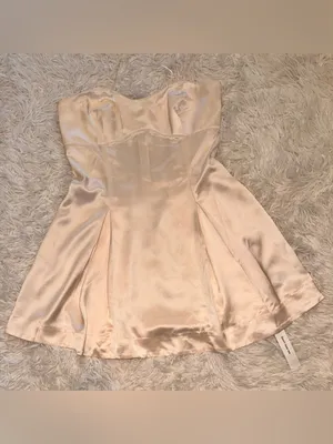 NEW Reformation JACQUES satin cream strapless mini dress sz 10 thumbnail 3