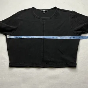 Vans Womens Ribbed Short Sleeve Crop Top Black Size L thumbnail 4
