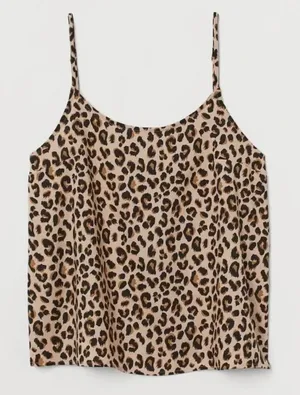 H&M Divided Beige Leopard Print Camisole Top Spaghetti Strap Tank Size 4 thumbnail 1