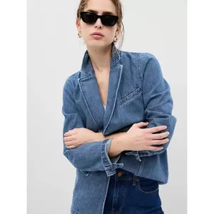 Gap Denim Blazer Women's XS Blue Classic Fit Button Front Jacket‎ Blue thumbnail 3