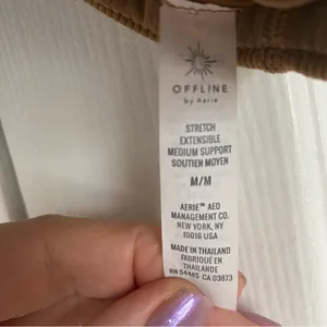 Aerie Offline Medium Brown Ribbed Crop Top Bra Medium Support Stretch Activewear thumbnail 4