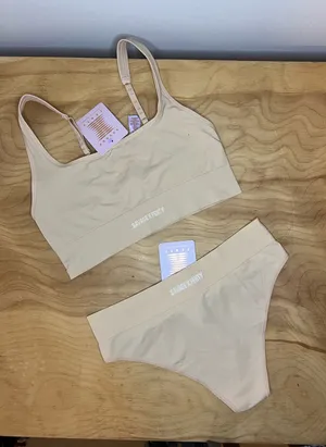 Savage X Fenty Beige Seamless Bralette, Panty Set NWT thumbnail 1