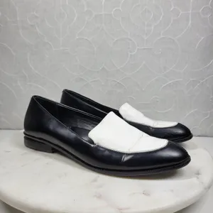 VTG Kenneth Cole Hudson Loafers 7 Black White Two Tone Leather Slip On Flats thumbnail 5