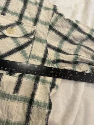 Zara oversized shacket jacket plaid beige black white S Button Up thumbnail 10
