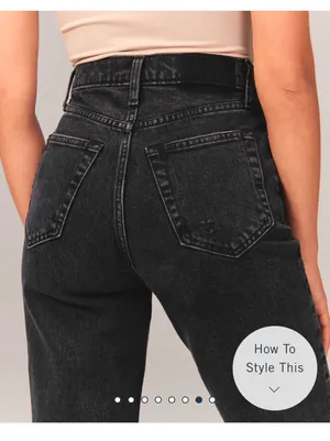 Abercrombie Women's 90s Ultra High Rise Straight Jeans, RIPPED BLACK thumbnail 6