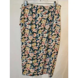 NWT Abercrombie & Fitch Navy Floral Midi Skirt Women's Size Large thumbnail 2