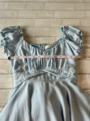 Altar'd State Light Blue Ruffle Cottage core Coastal Romper thumbnail 6