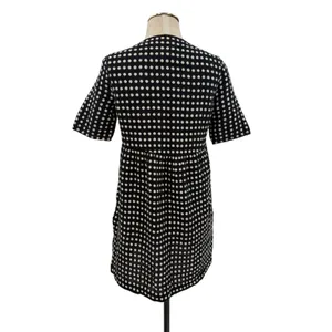 Ace & Jig Polka Dot Linen Cotton Babydoll Mini Dress Black Cream Size Small thumbnail 4