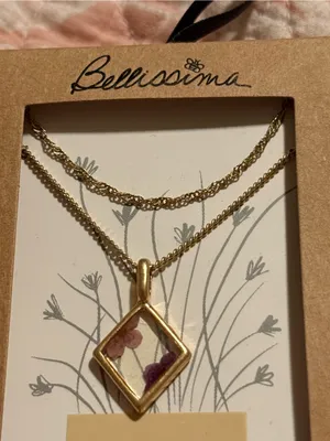 Bellissima 14K Dipped Gold Purple Wildflower Inlay Double-Layer Necklace thumbnail 7
