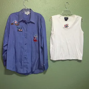 80s 90s vintage western cowboy cowgirl rodeo patriotic blouse shirt set thumbnail 9