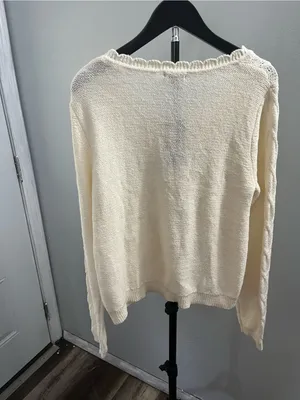 wild fable Cream Cable-Knit Cardigan with Heart Buttons thumbnail 5