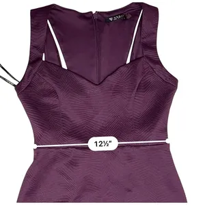 Guess Plum Purple Sweetheart Neck Sheath Dress Asymmetrical Scuba Embossed sz 2‎ thumbnail 6