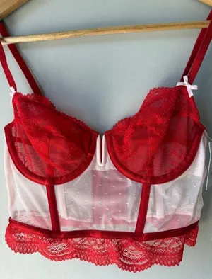 NWT Auden Red Lace Corset Bra Top thumbnail 1