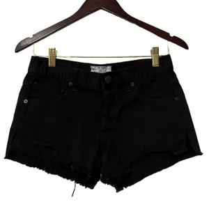 FREE PEOPLE Black Denim Jean Shorts thumbnail 4