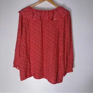 Loft‎ Valentine’s Day Heart Ruffle Long Sleeve Blouse Top M CP thumbnail 2