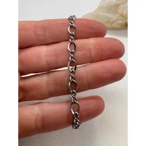 Vintage Open Oval Link Charm Bracelet Silver Tone Marked Sterling Magnetic 6.75" thumbnail 2
