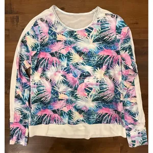 EleVen by Venus Williams Tropical Palm Mesh Back Long Sleeve Athletic Top Small thumbnail 1