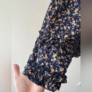 Miss‎ Me Blue Floral Tie Strap Smocked Ruffle Hem Dress thumbnail 3