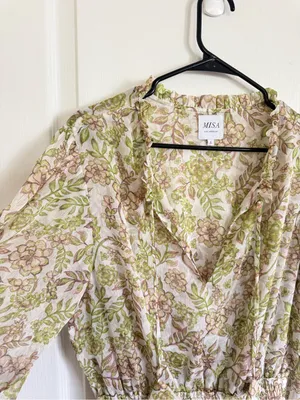 MisA Los Angeles Floral Mini Dress in Green Goddess thumbnail 10