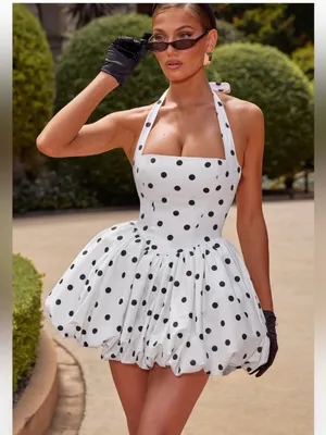 Babyboo Maricia Mini Dress - Black Polka Dot Print, Xl thumbnail 2