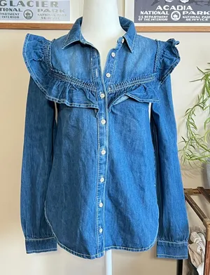 Anthropologie Pilcro Women's Chambray XS‎ NWT Cottagecore Prairie Minimalist thumbnail 1